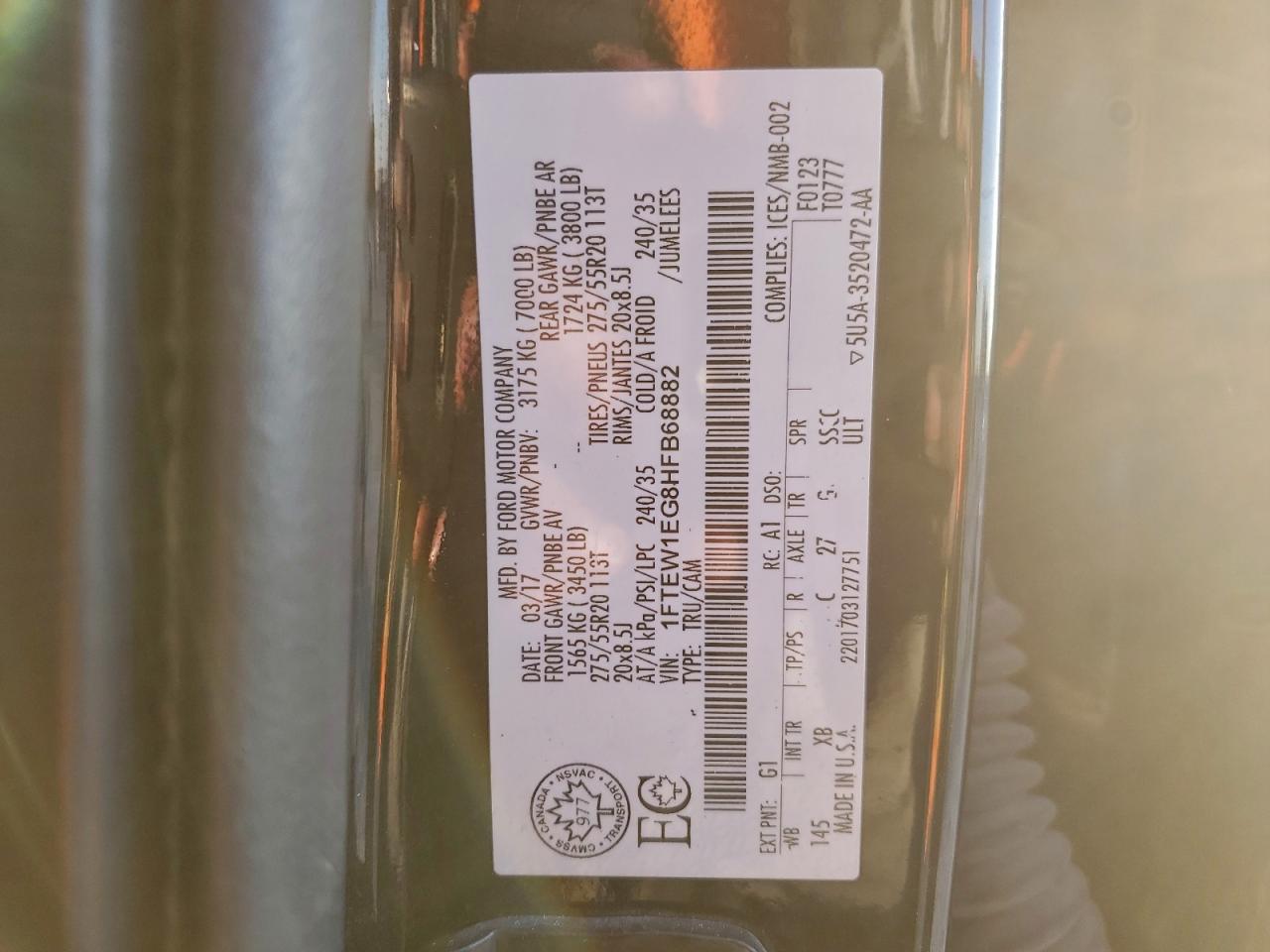2017 FORD F150 SUPERCREW photo 12