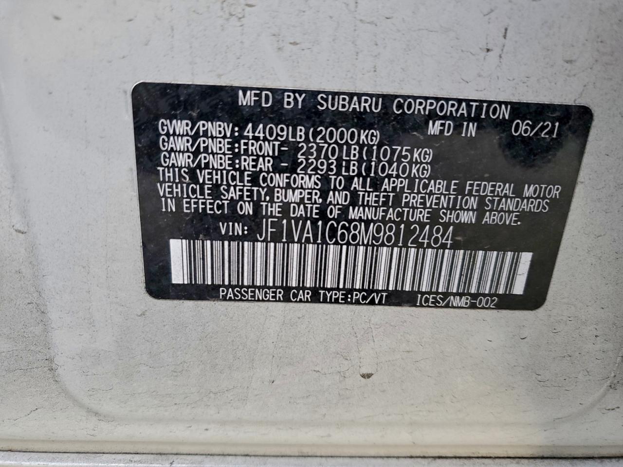 2021 SUBARU WRX PREMIUM photo 13