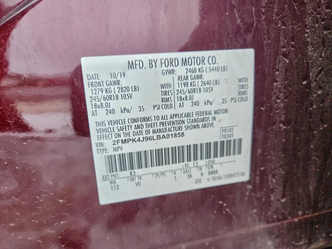 2020 FORD EDGE SEL photo 12