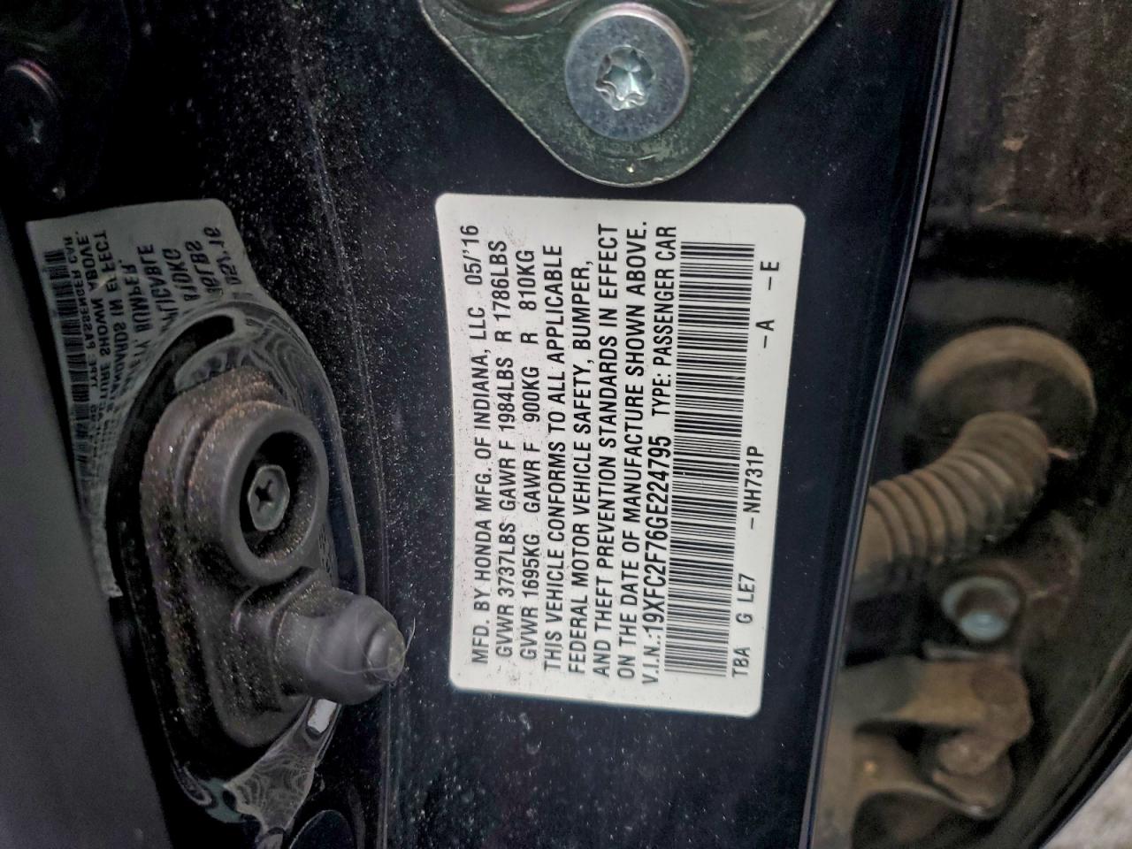 2016 HONDA CIVIC EX photo 12