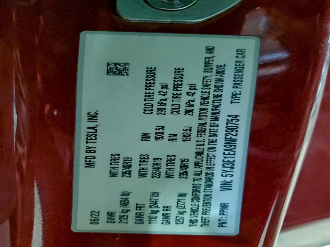 2022 TESLA MODEL 3 photo 12