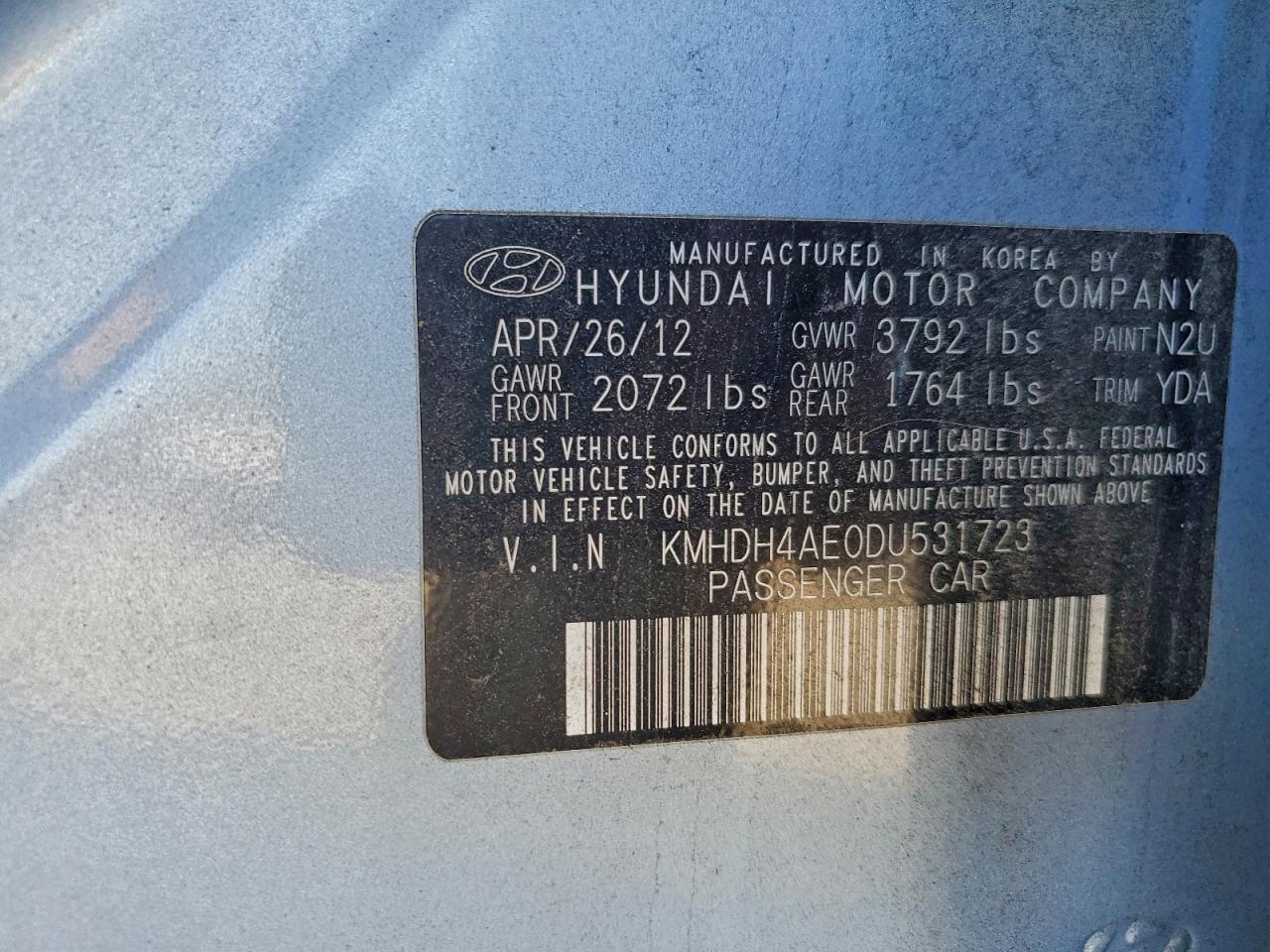 2013 HYUNDAI ELANTRA GLS photo 12