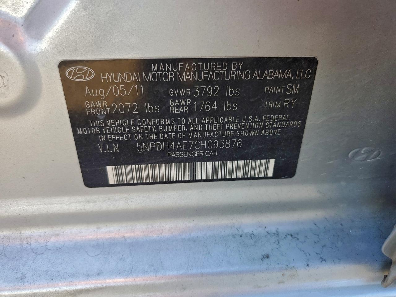 2012 HYUNDAI ELANTRA GLS photo 12