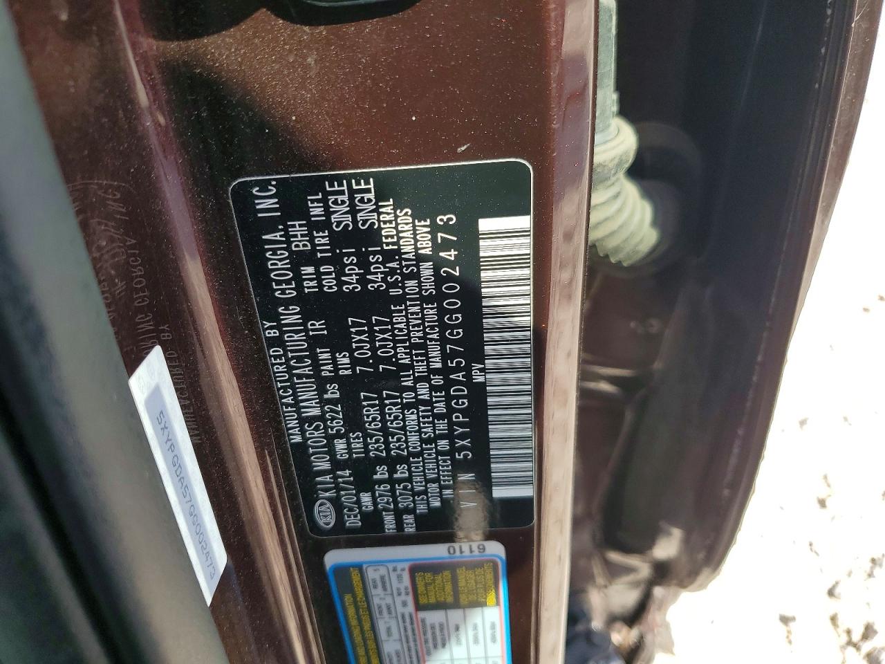 2016 KIA SORENTO LX photo 12