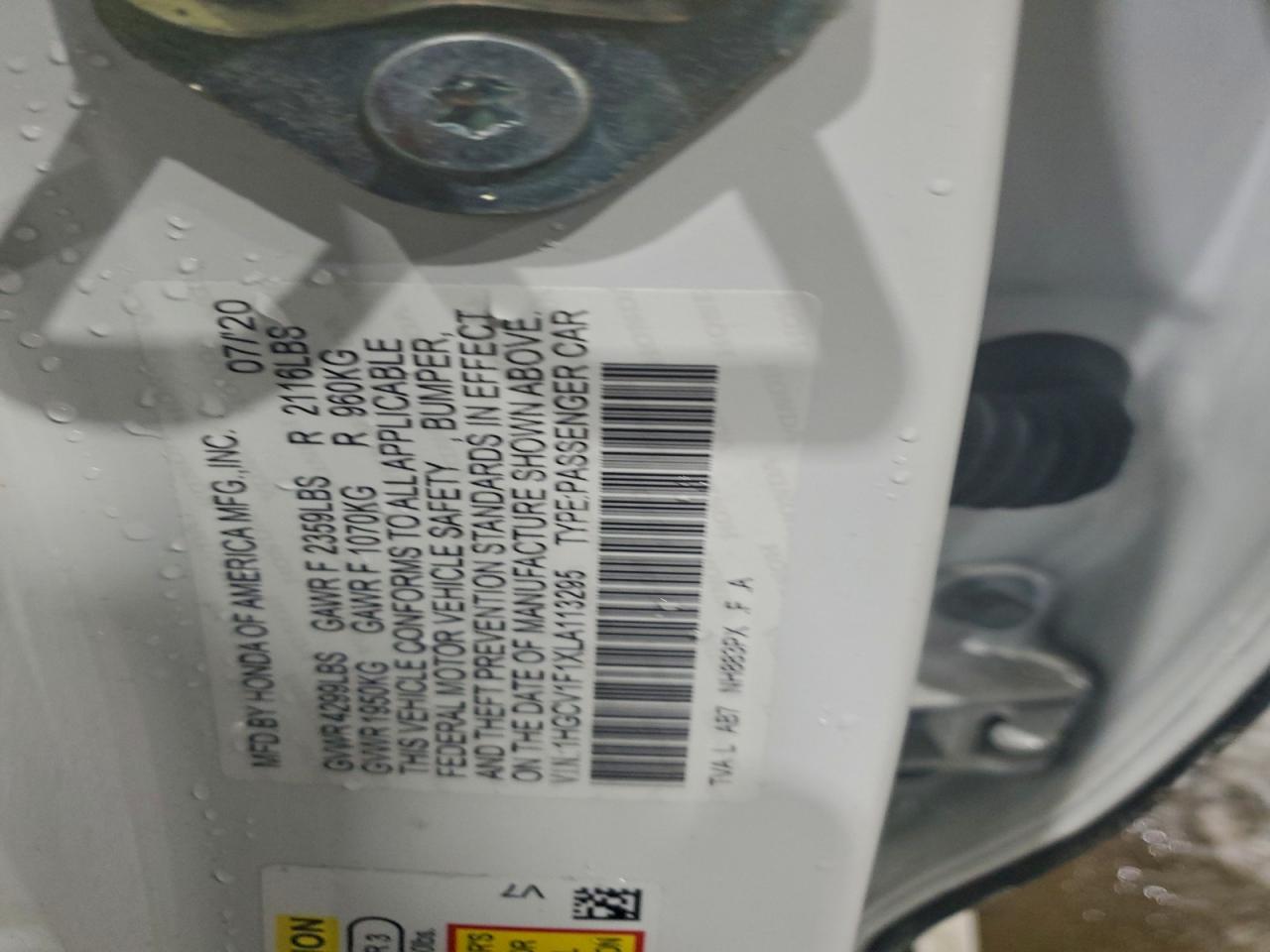 2020 HONDA ACCORD LX photo 12