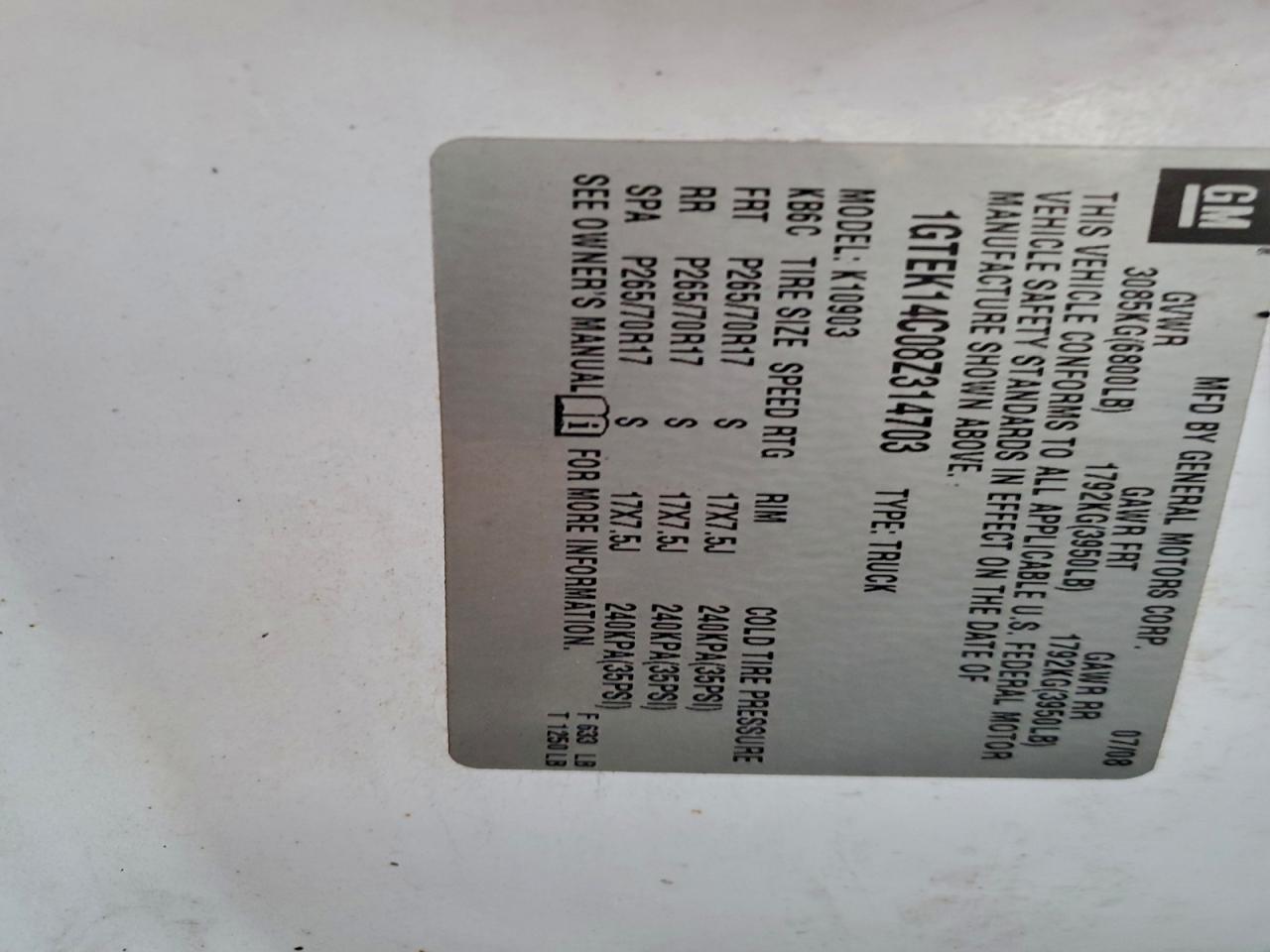 2008 GMC SIERRA K1500 photo 12