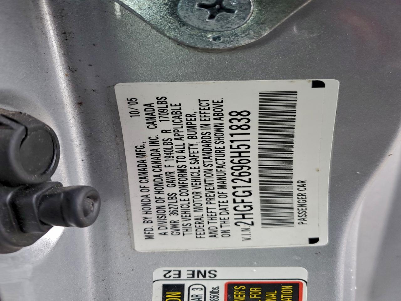 2006 HONDA CIVIC LX photo 13