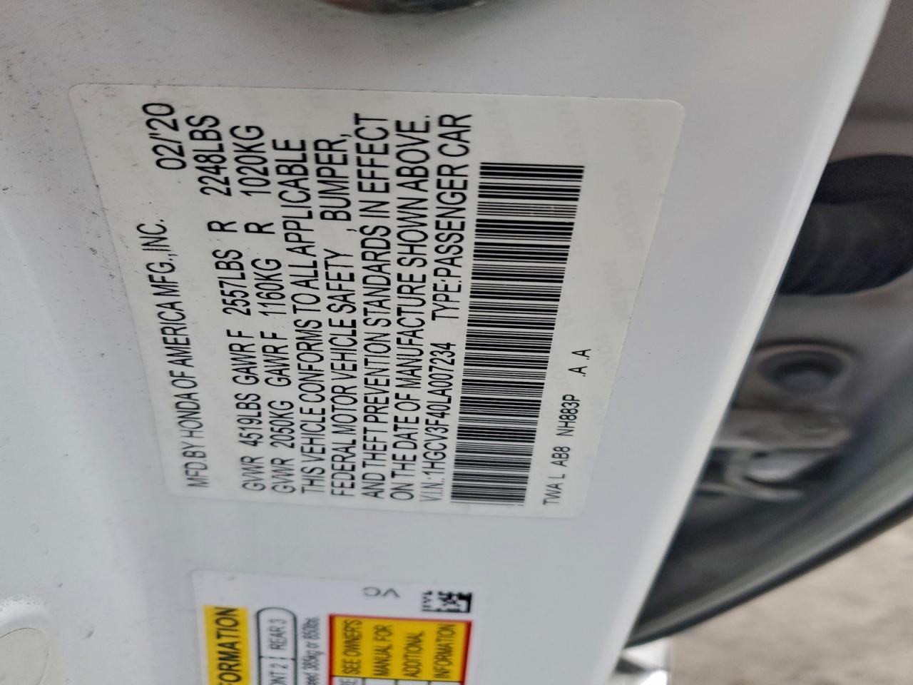2020 HONDA ACCORD HYBRID EX photo 12