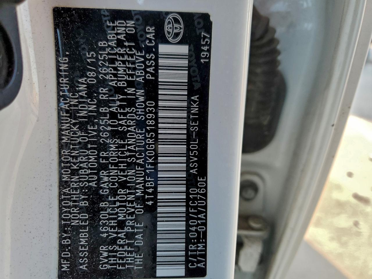 2016 TOYOTA CAMRY LE photo 13