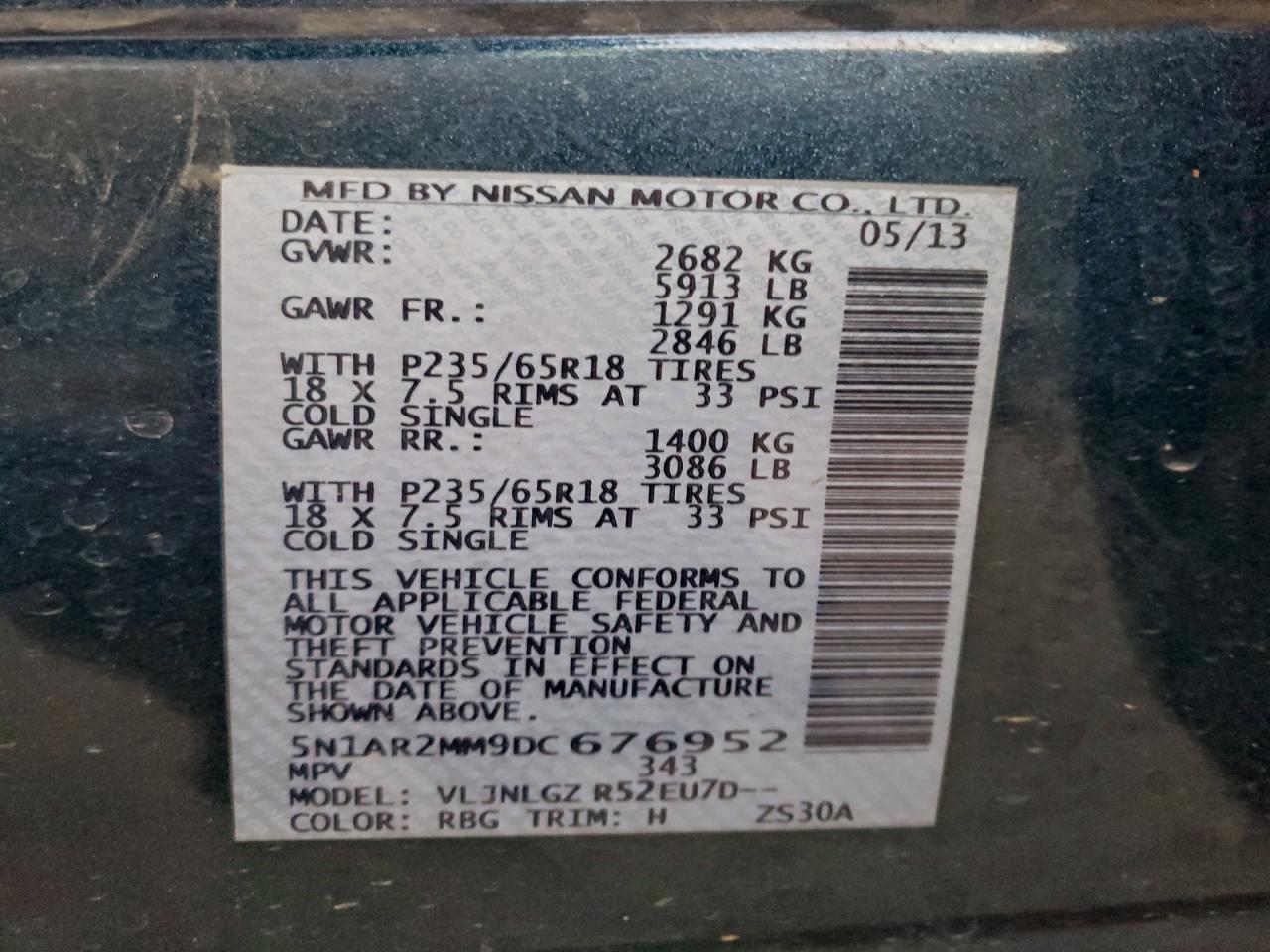 2013 NISSAN PATHFINDER S photo 13