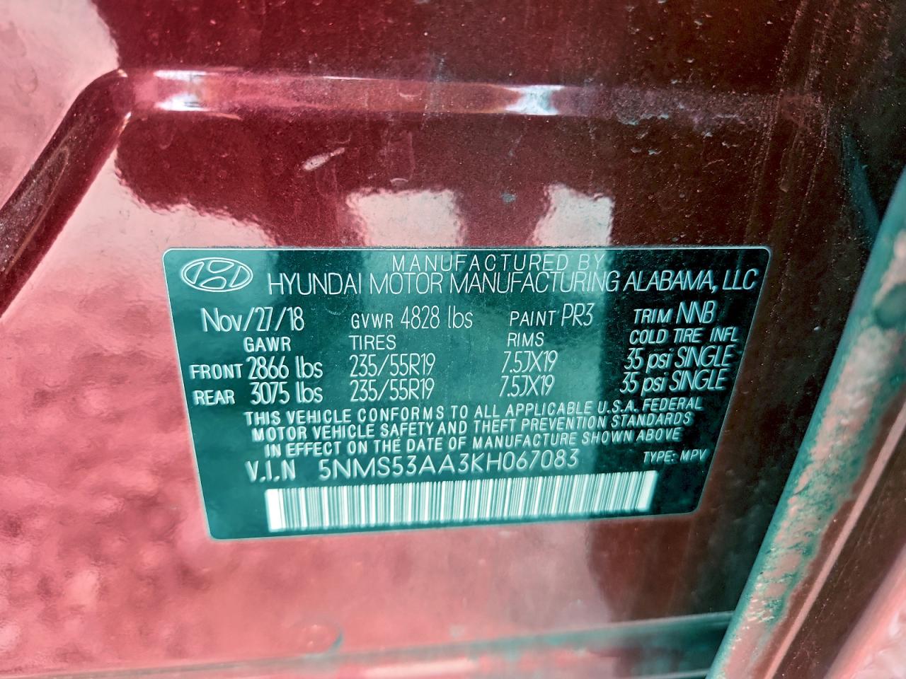 2019 HYUNDAI SANTA FE LIMITED photo 13