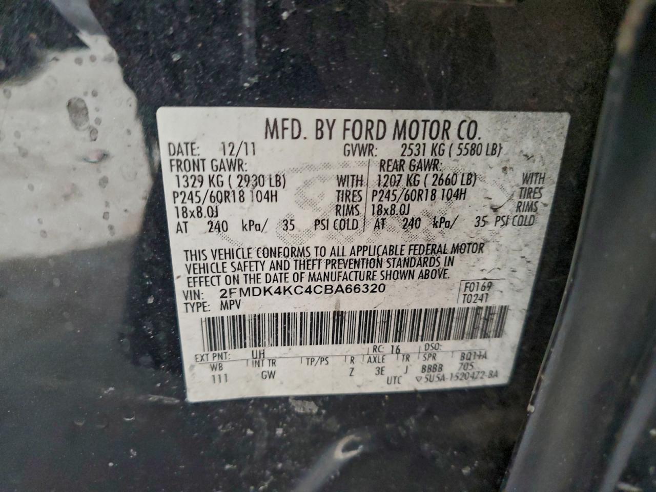 2012 FORD EDGE LIMITED photo 13