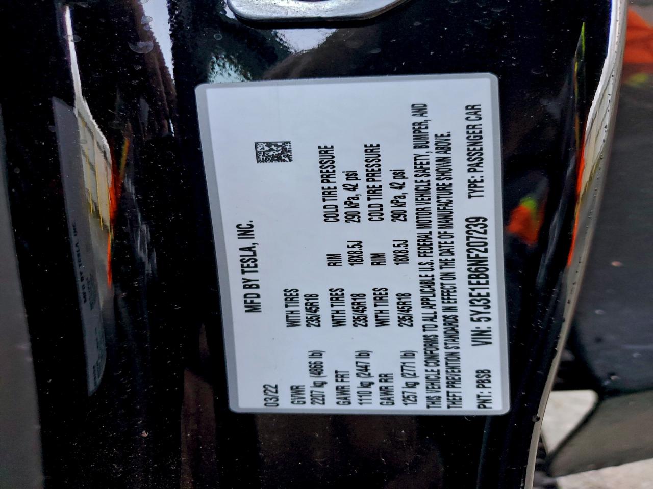 2022 TESLA MODEL 3 photo 12
