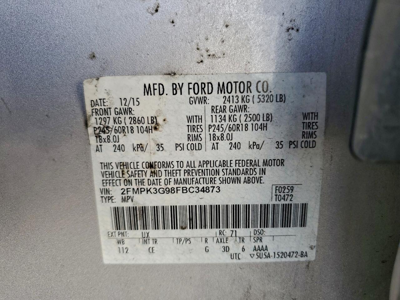 2015 FORD EDGE SE photo 13
