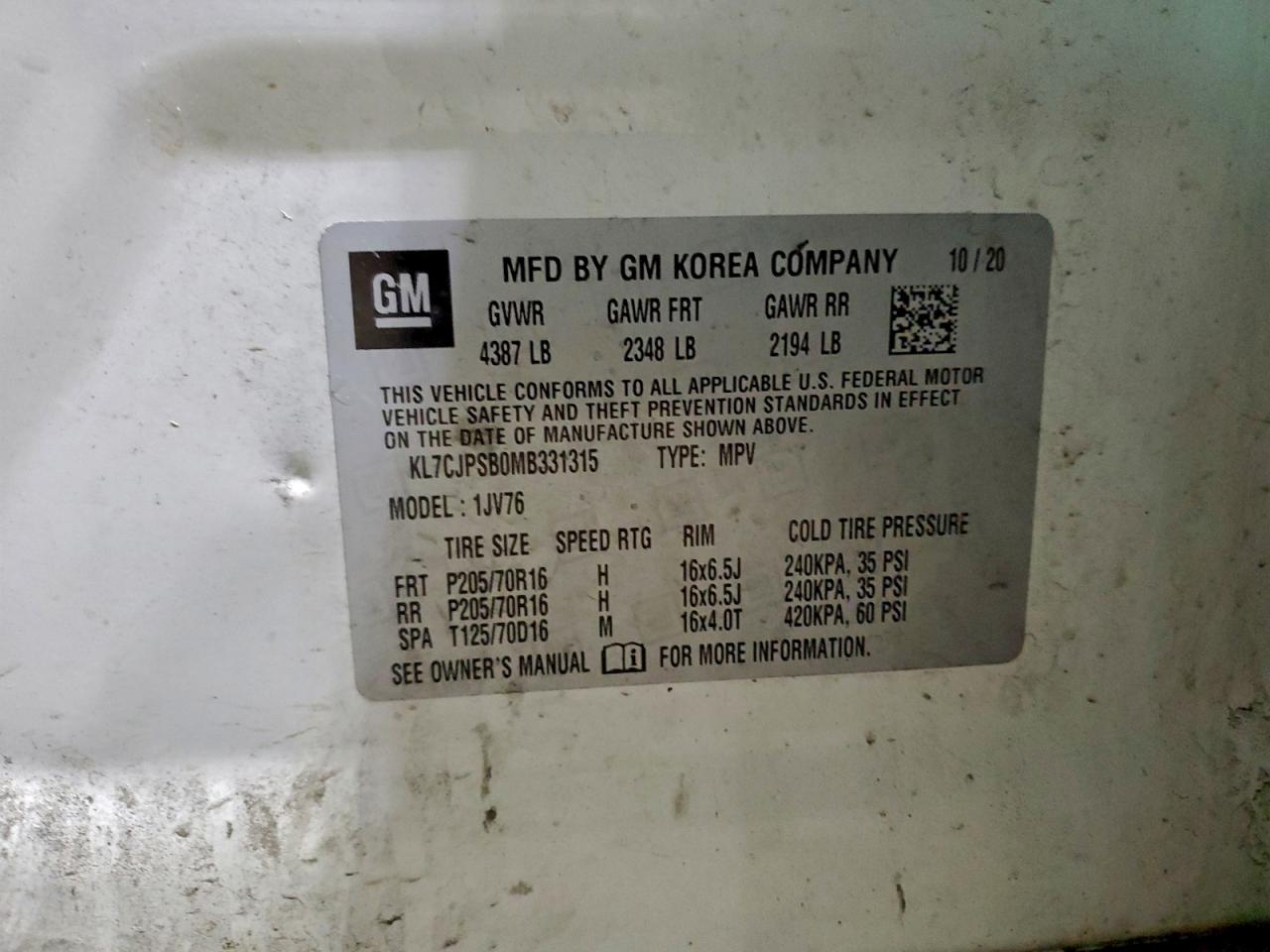2021 CHEVROLET TRAX 1LT photo 14