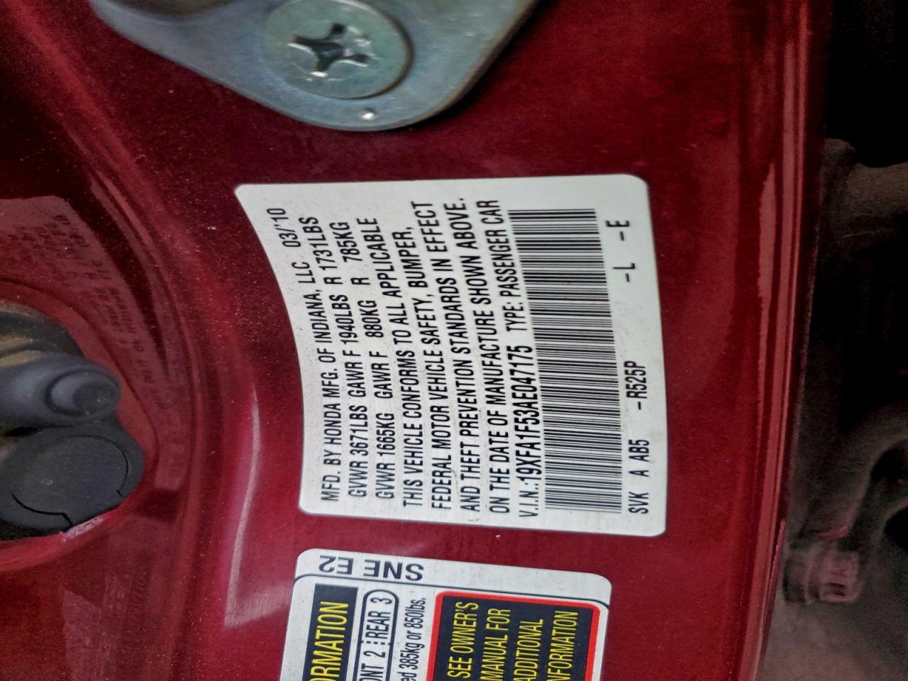 2010 HONDA CIVIC LX photo 13
