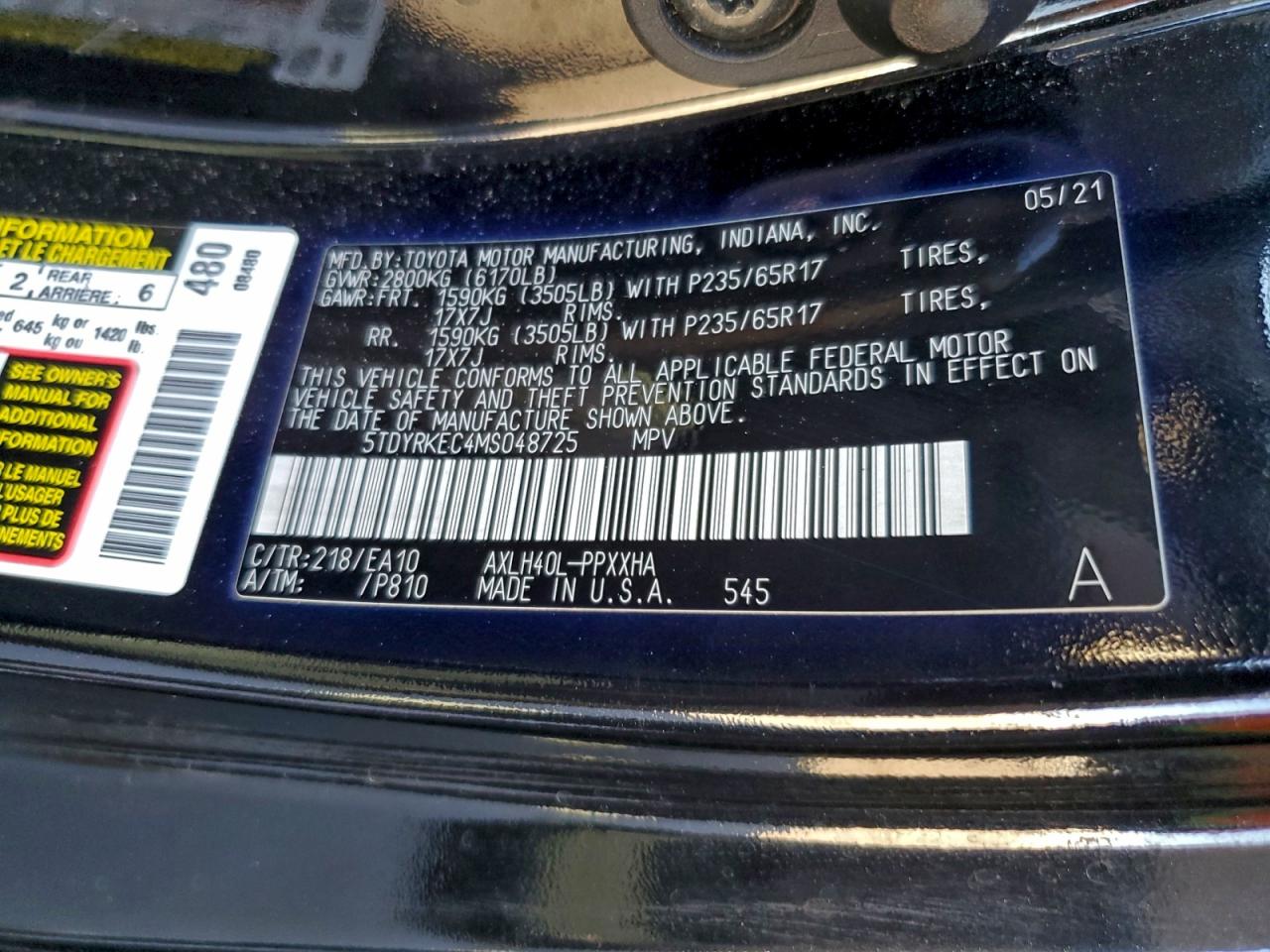 2021 TOYOTA SIENNA XLE photo 13