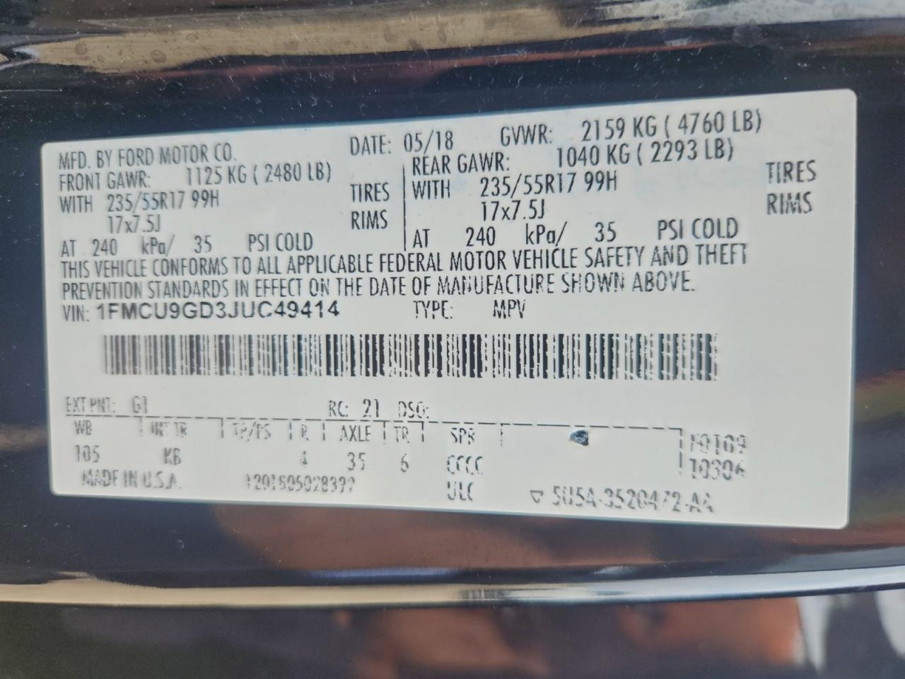 2018 FORD ESCAPE SE photo 13