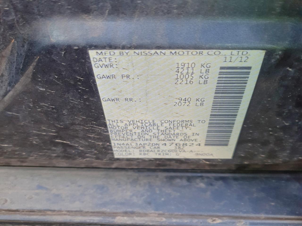 2013 NISSAN ALTIMA 2.5 photo 12
