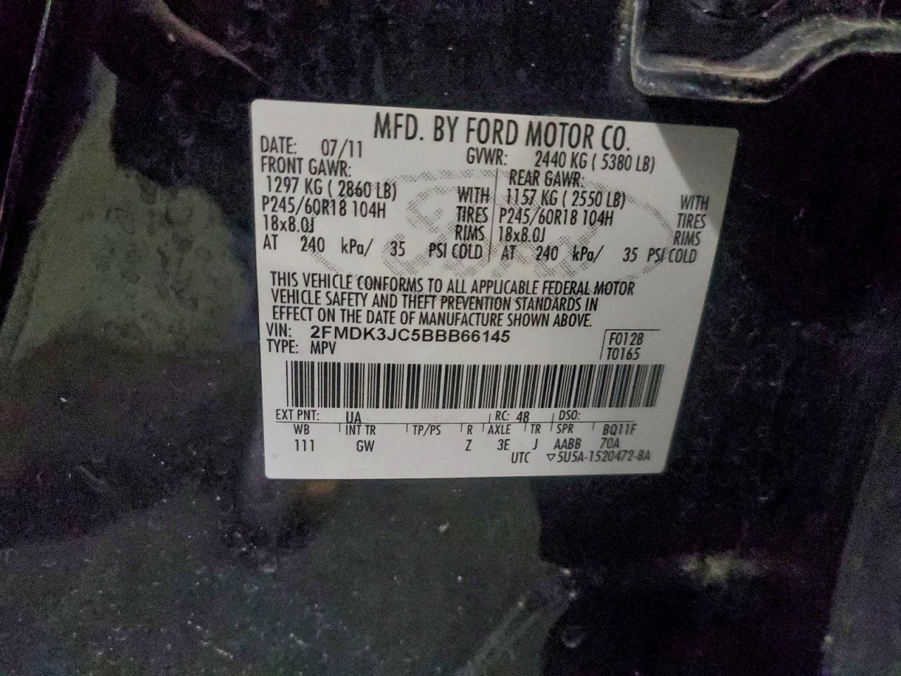 2011 FORD EDGE SEL photo 13