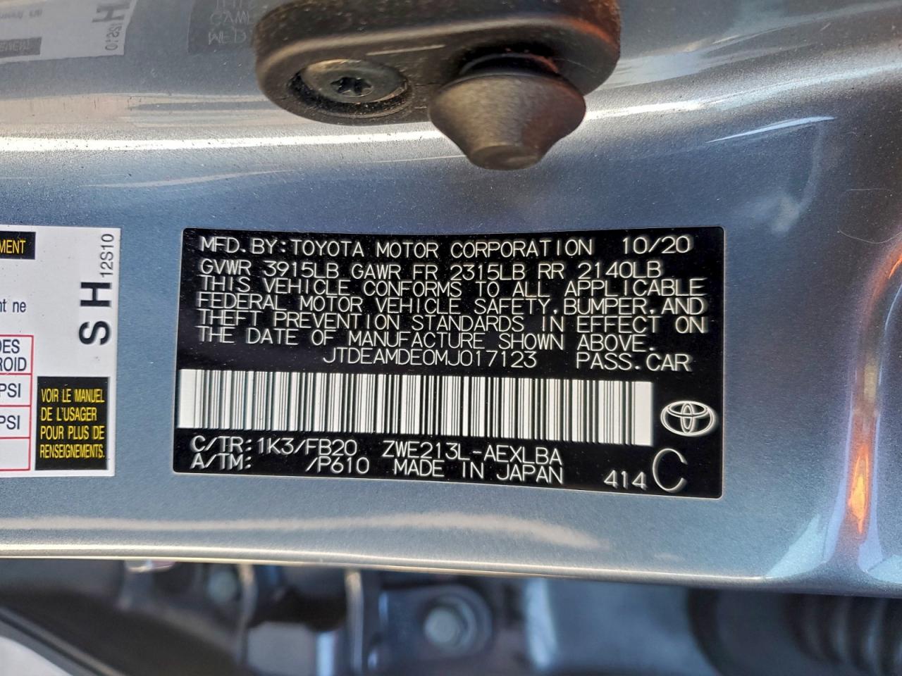 2021 TOYOTA COROLLA LE photo 13