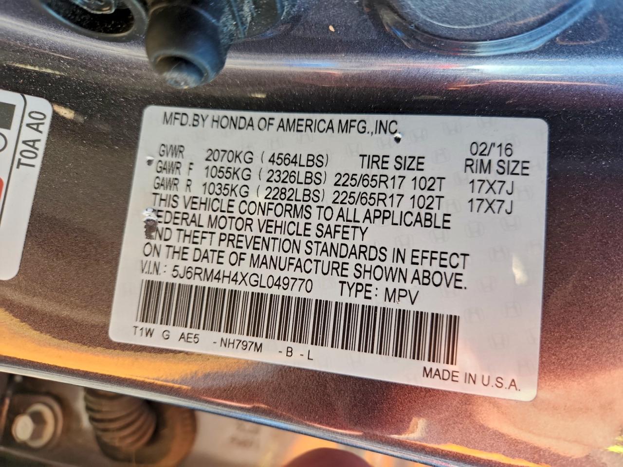 2016 HONDA CR-V SE photo 13