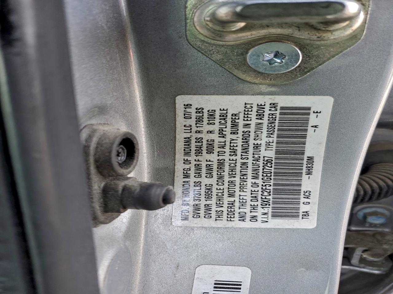 2016 HONDA CIVIC LX photo 12