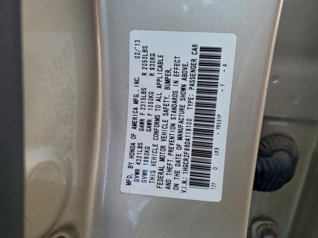 2013 HONDA ACCORD EXL photo 13