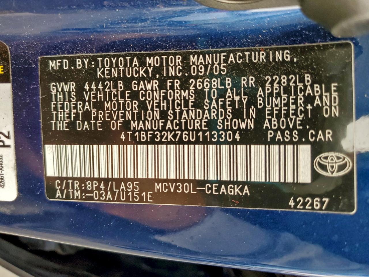 2006 TOYOTA CAMRY LE photo 13