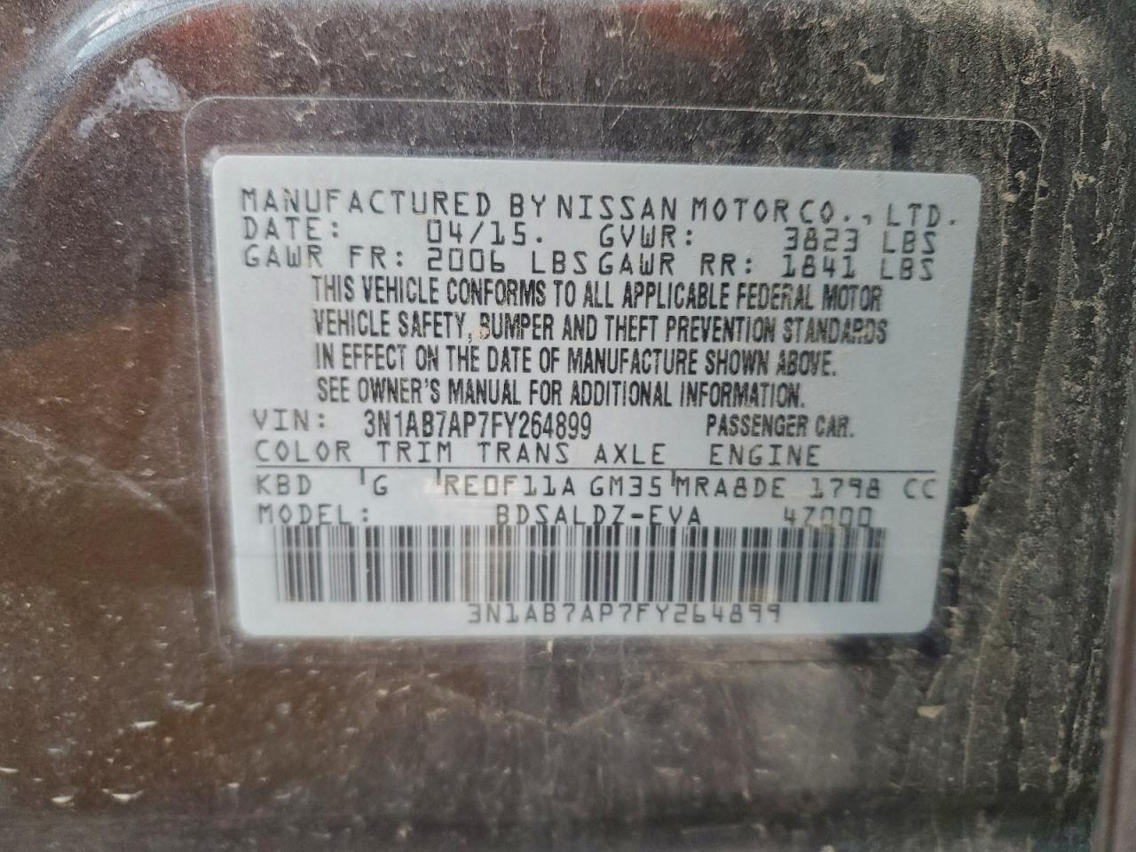 2015 NISSAN SENTRA S photo 12