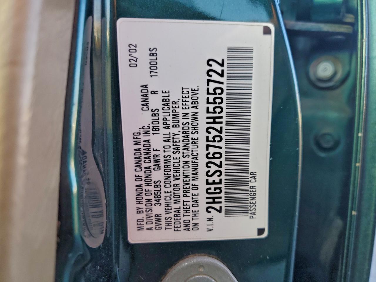 2002 HONDA CIVIC EX photo 12