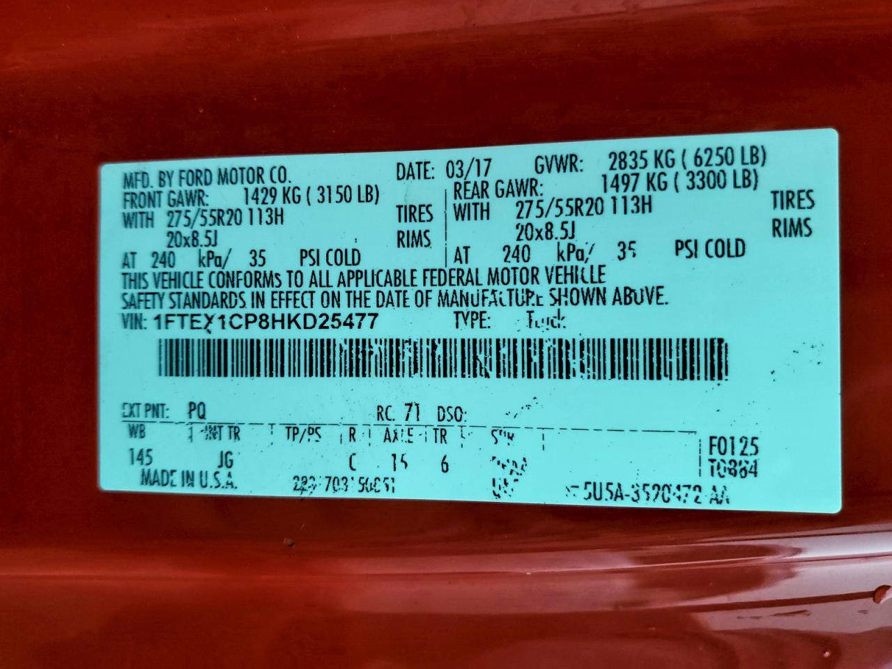 2017 FORD F150 SUPER CAB photo 12