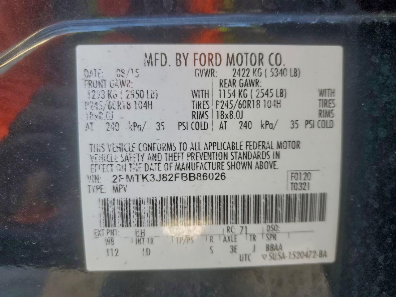 2015 FORD EDGE SEL photo 13