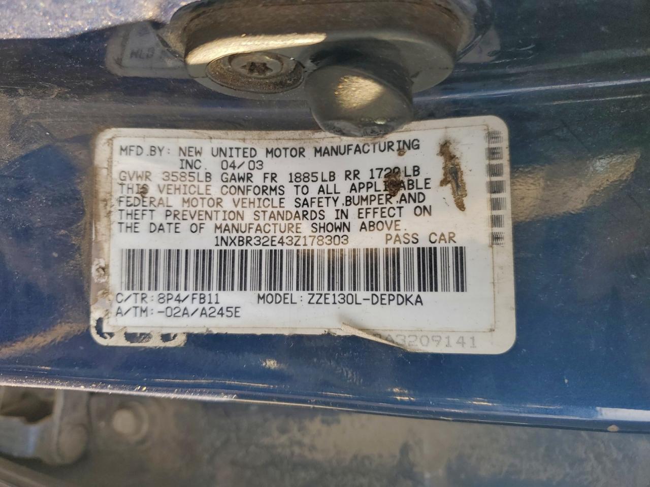 2003 TOYOTA COROLLA CE photo 12