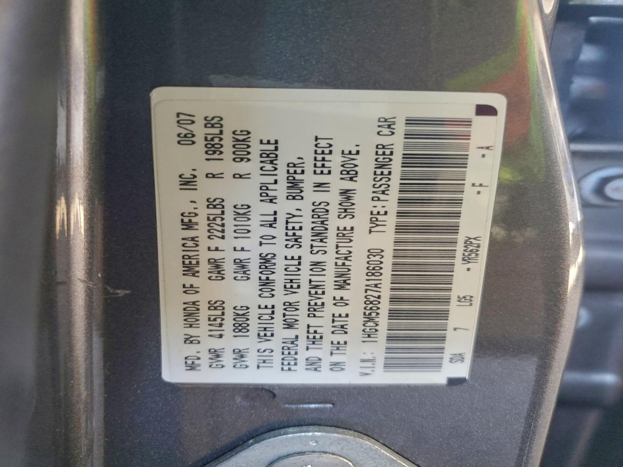 2007 HONDA ACCORD EX photo 12