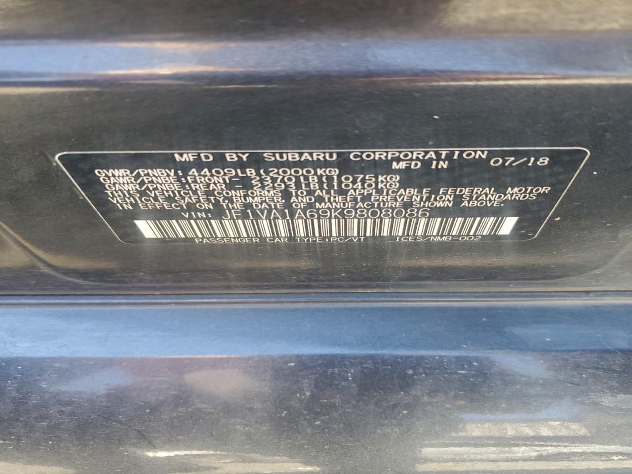 2019 SUBARU WRX photo 12
