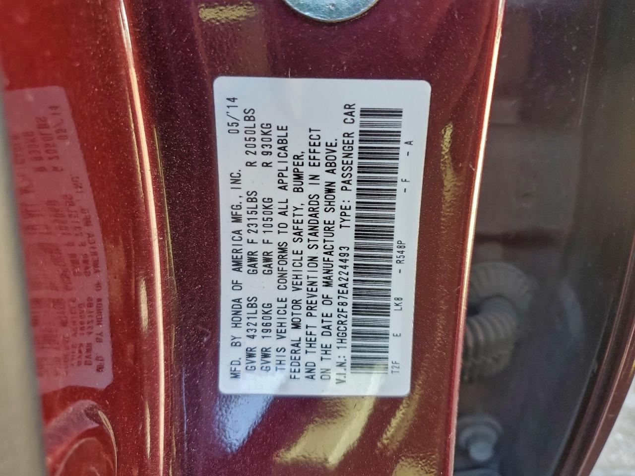 2014 HONDA ACCORD EXL photo 12