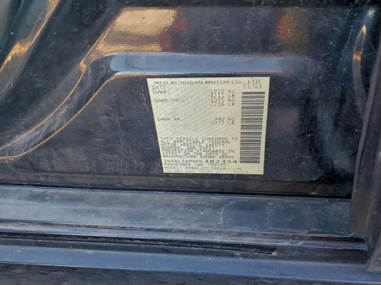 2015 NISSAN ALTIMA 2.5 photo 12