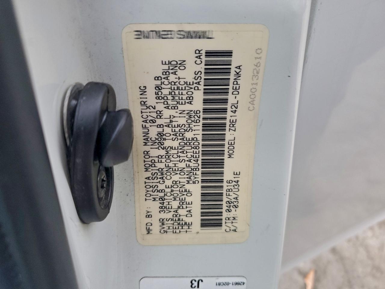 2013 TOYOTA COROLLA BASE photo 12