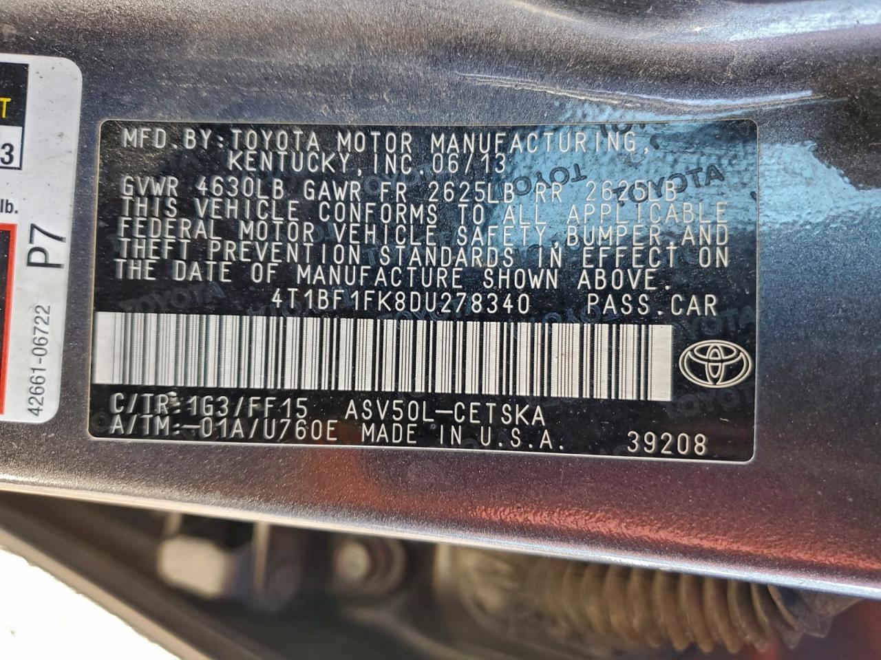 2013 TOYOTA CAMRY SE photo 12