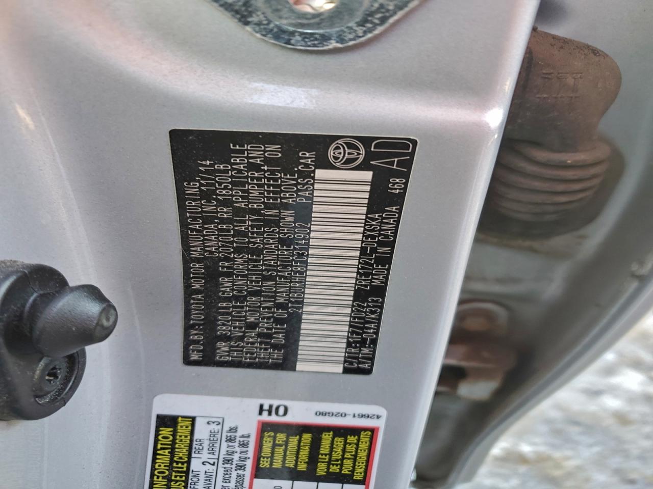 2015 TOYOTA COROLLA L photo 12
