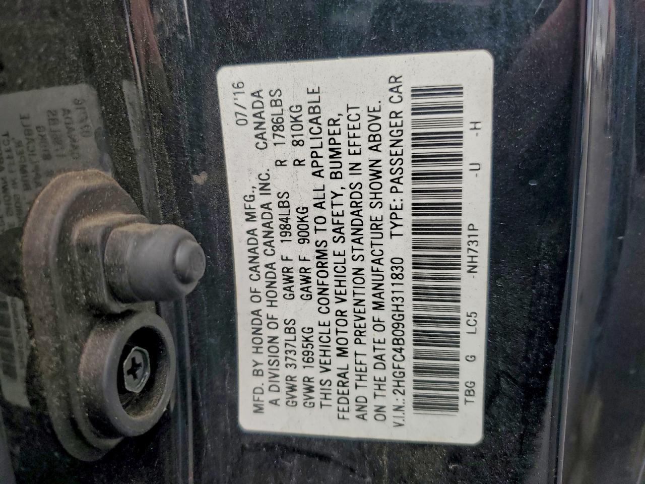 2016 HONDA CIVIC LX photo 12