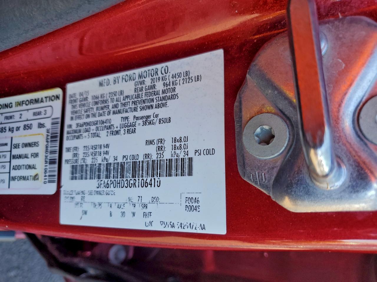 2016 FORD FUSION SE photo 12