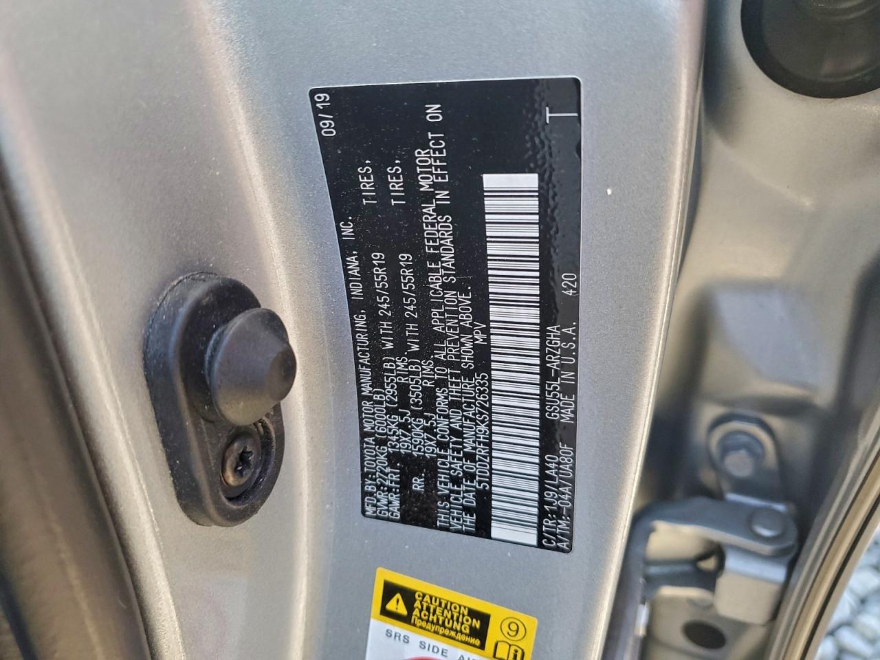 2019 TOYOTA HIGHLANDER LIMITED photo 13