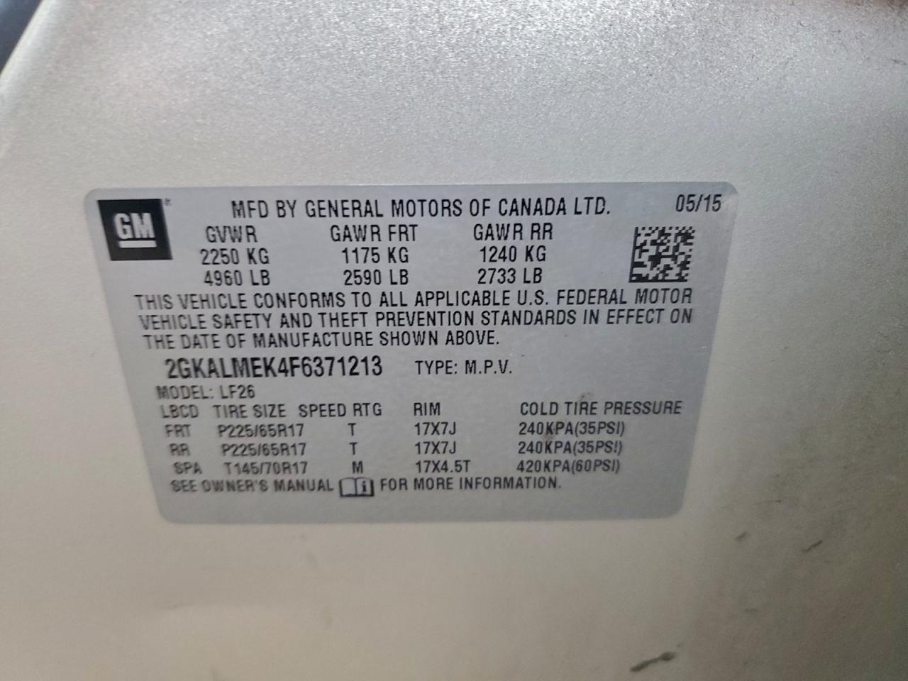 2015 GMC TERRAIN SLE photo 12