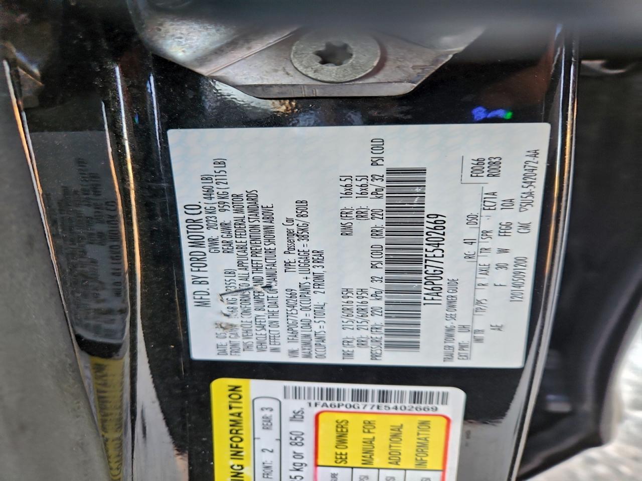 2014 FORD FUSION S photo 12
