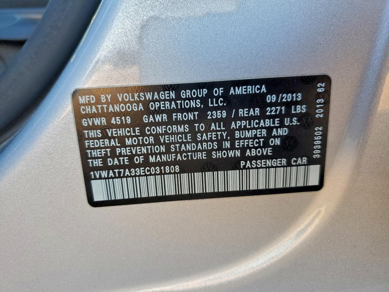 2014 VOLKSWAGEN PASSAT S photo 12
