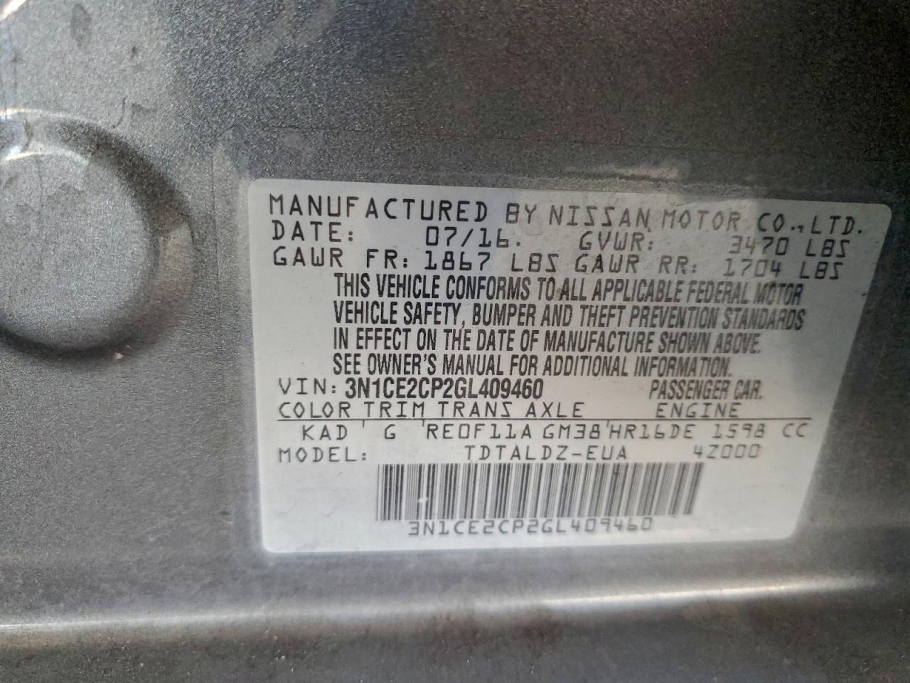 2016 NISSAN VERSA NOTE S photo 12