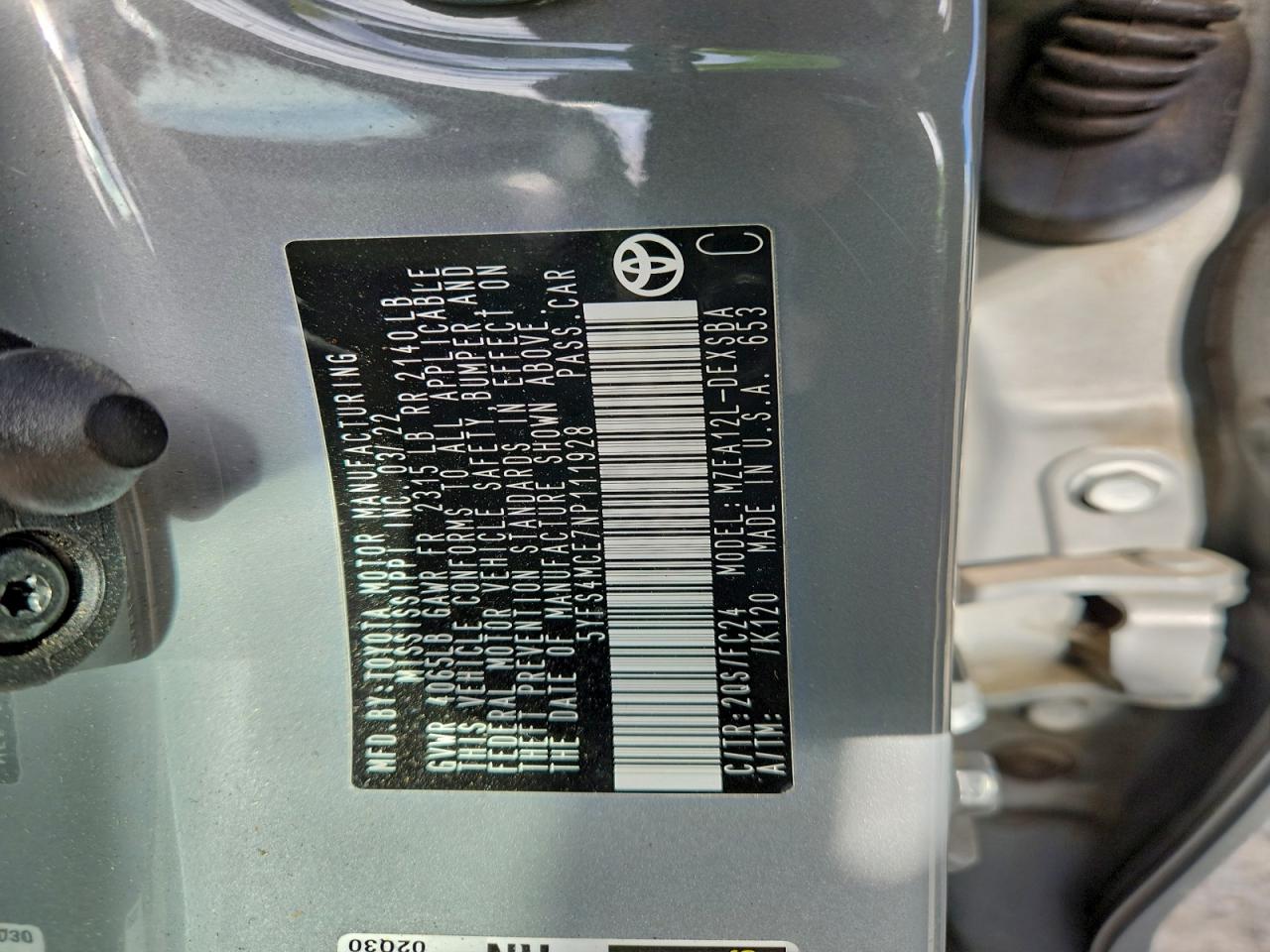 2022 TOYOTA COROLLA SE photo 12
