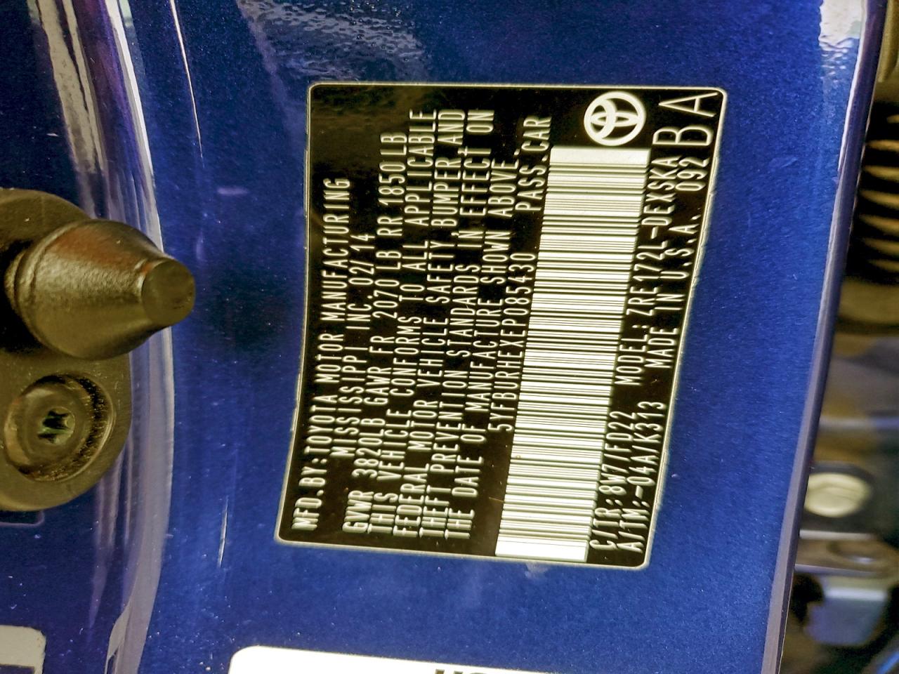 2014 TOYOTA COROLLA L photo 12